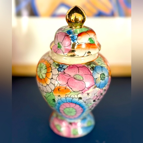 Floral Ceramic Ginger Jar with Lid - Picture 1 of 6